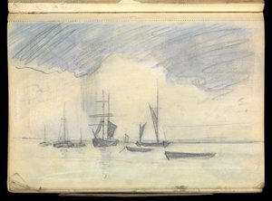 Paysage marin, carnet de croquis - John Everett