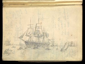 Paysage marin, carnet de croquis - John Everett