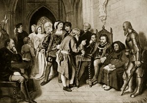 Jacques IV en conseil avant la bataille de Flodden, 1513, illustration de 
