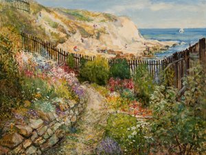 Un jardin de Cullercoats surplombant la mer - John Falconar Slater