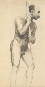 Nu masculin avec un bâton