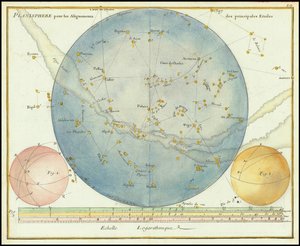 1776 - John Flamsteed - Planisphere pour les Alignements des principales Etoiles - John Flamsteed