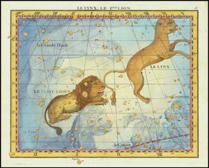 Carte stellaire de 1776 de la constellation du Lion, tirée de l