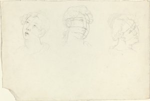 Tête de Marie-Madeleine et deux saints (?) - John Flaxman