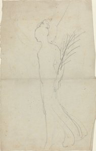 Femme marchant avec un palmier