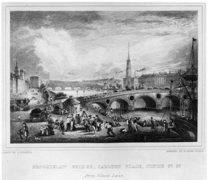 Pont de Broomielaw, Carlton Place, Clyde St., Glasgow, gravé par Joseph Swan