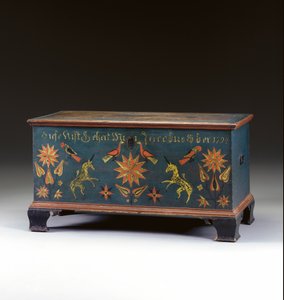 Coffre à couvercle décoré fabriqué pour Jacob Ober, Rapho Township, comté de Lancaster, Pennsylvanie, USA, 1794 - John Flory
