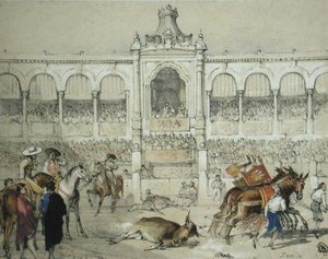 Corrida de Séville : Retrait du taureau mort de l