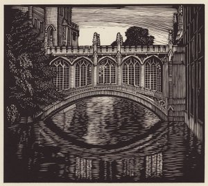 Cambridge : "Le pont des soupirs" (gravure sur bois)