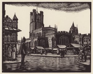 Cambridge : Le marché (gravure sur bois)
