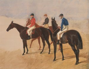 Cracks de steeplechase : Allen McDonough sur Brunette, Tom Oliver sur Discount, et Jem Mason sur Lottery - John Frederick Herring