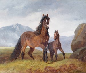 Une jument et un poulain gallois, 1854 - John Frederick Herring Senior