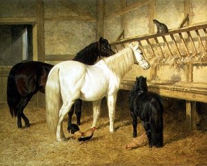 Poneys à la mangeoire - John Frederick Herring Senior