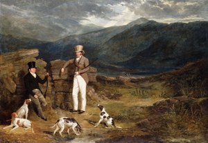 Deux gentlemen avec des pointeurs sur une lande de grouse, 1824