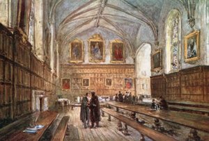 Intérieur du Hall, Magdalen College (lithographie couleur) - John Fulleylove