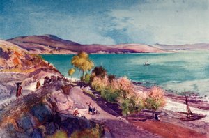Le lac de Galilée, vue vers le nord depuis Tibériade, 1902 - John Fulleylove