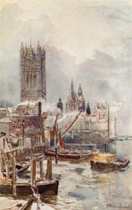 Les nouvelles Chambres du Parlement, depuis la rivière - John Fulleylove