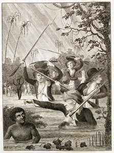 Marche à travers un marais ou une terre ferme - John Gabriel (after) Stedman