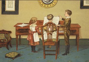 Enfants répétant au piano - John George (after) Sowerby