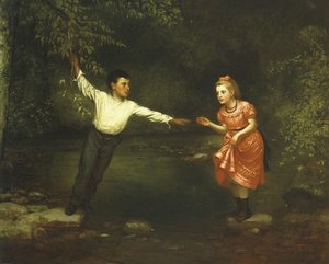 Pierres de gué sur le ruisseau - John George Brown