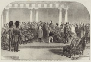 Sa Majesté inspectant les Gardes blessés dans la Grande Salle du Palais de Buckingham - John Gilbert