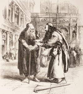 Illustration pour Le Marchand de Venise, Shylock et Tubal se rencontrent dans la rue, Acte III, Scène I, de 