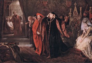 La mort de Gloucester (Le Roi Henri VI). Venez ici, gracieux souverain, voyez le corps, extrait des Œuvres complètes de William Shakespeare publié par J. Coker & Co Ltd - John Gilbert