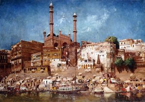 Vue des ghats avec la mosquée d