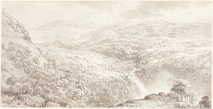 Vallée de montagne avec une cascade - John Glover