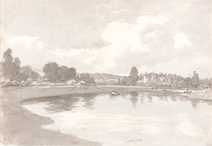 Sur la rivière Wye avec les ruines du château de Wilton sur un méandre de la rivière - John Glover