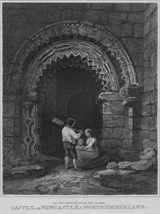 Une porte ornée dans le château, à Newcastle, Northumberland, 1814 - John Greig