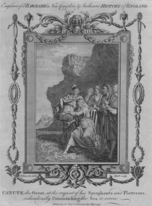 Canut le Grand, à la demande de ses sycophantes et flatteurs, commandant ridiculement la mer - John Hall