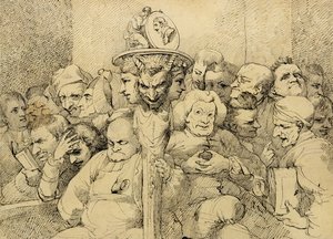 Personnages littéraires assemblés autour du médaillon de Shakespeare - John Hamilton Mortimer