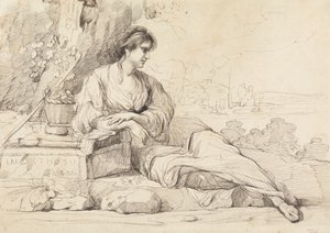 Figure Féminine Allongée dans un Paysage Italien - John Hamilton Mortimer