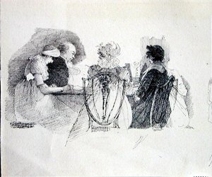 Une réunion à une table (détail)