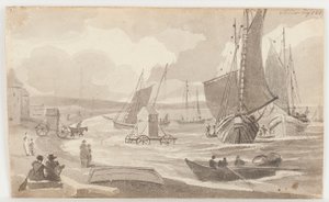 Machines de bain à Allonby, Cumbria, 1812 - John Harden