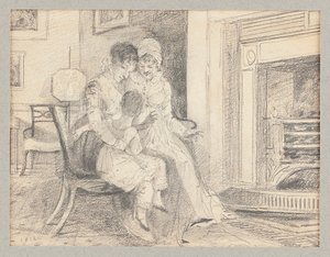 Trois près du feu, avec John W âgé de 3 ans, 1812 - John Harden
