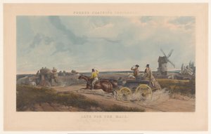Deux calèches chargées sur un chemin de campagne (Late for the Mail, Fores