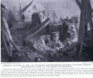 Le caporal Selwood a remporté un DCM pour avoir observé des Allemands en reconnaissance près des enchevêtrements britanniques à Le Gheer avril 1915 - John Harris Valda