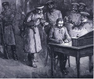 Le prince Alexandre signant son abdication 1886, illustration de Hutchinson
