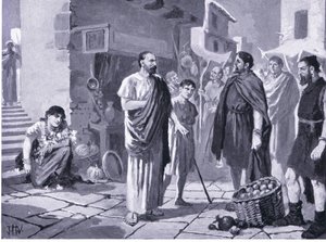 Colonisateurs romains commerçant avec les Daces natifs, illustration de Hutchinson