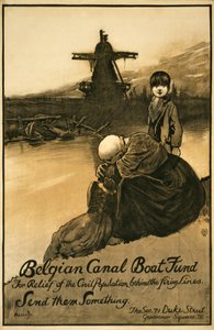 Campagne de collecte de fonds pour le Fonds des bateaux-canaux belges, pub. 1914-18 - John Hassall