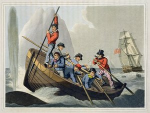 Un bateau attaquant une baleine, gravé par Matthew Dubourg, publié par Edward Orme, 1813 - John Heaviside Clark