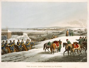 Les Alliés devant Dantzic en hiver, gravé par Matthew Dubourg (fl.1813-20) d