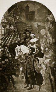 Henri VI est emmené à la bataille de Barnet, 1471, illustration de 