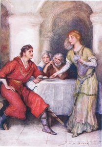Enid attend Geraint, illustration pour Histoires pour enfants de Tennyson par Nora Chesson - John Henry Frederick Bacon
