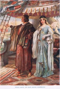 Le prince Henry et Elsie rentrant chez eux en bateau - John Henry Frederick Bacon