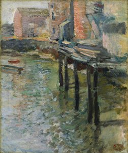 Quai déserté Le vieux moulin à Cos Cob - John Henry Twachtman