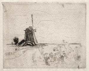 Moulin et mauvaises herbes, Hollande - John Henry Twachtman