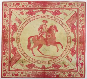 Foulard représentant George Washington (1732-99) à cheval, 1777-89 - John Hewson